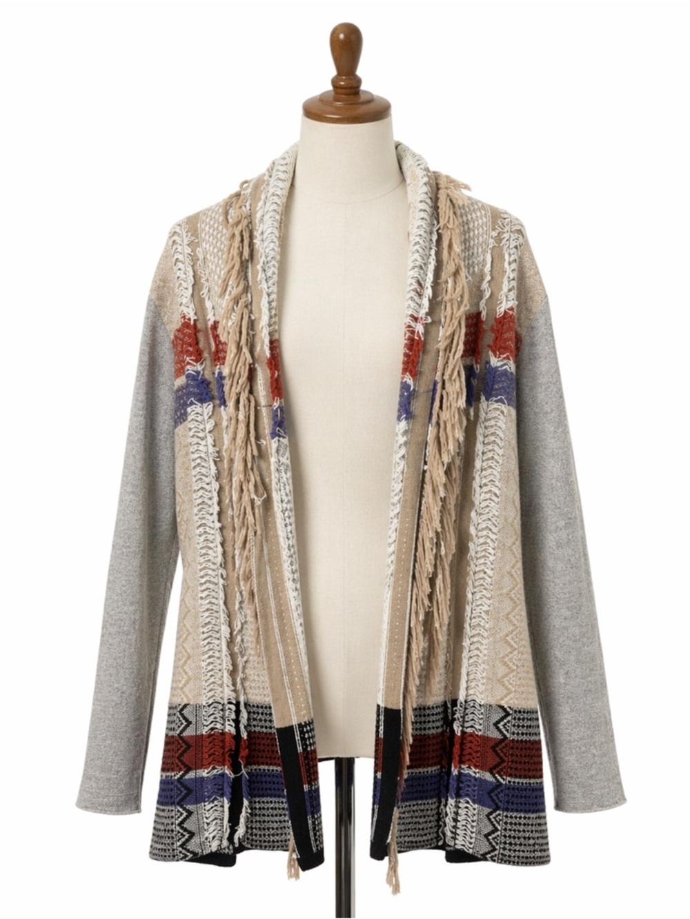 BKE Gimmicks Women's Open Front Cardigan Multicolor Fringe Size Medium Western